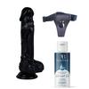 Belden Bağlamalı Kayganlaştırıcı Set Noctis 21cm Siyah Dildo