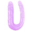 Hi-Rubber Şeffaf Jel Çift Taraflı Eğik Dildo - 17cm Mor
